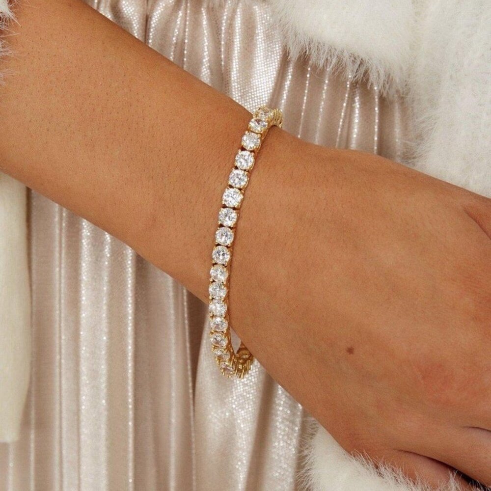 BRACHA Darcy Tennis Bracelet in 14k Gold Plated - Picture 7 of 7